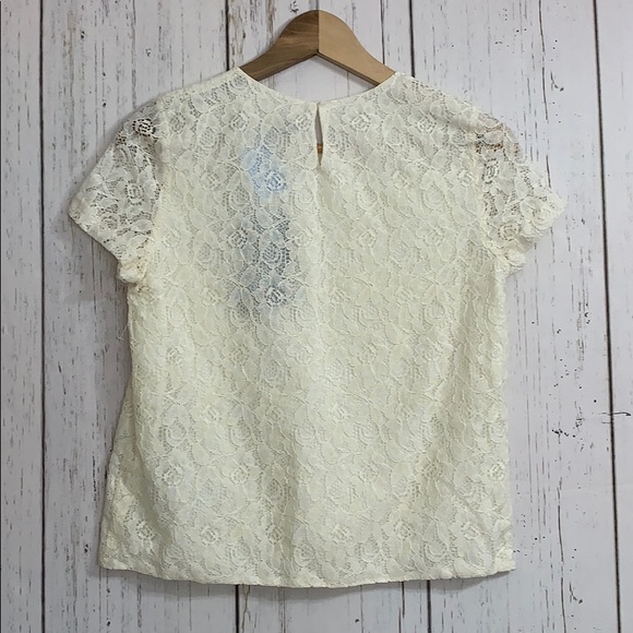🌻 🆕 Zara Basic Zara Woman Cream Lace Overlay Top - Picture 11 of 14